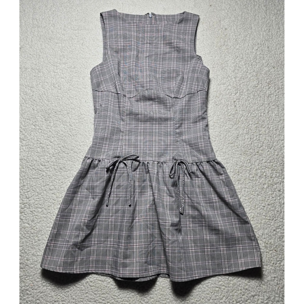 Love Fire Womens Grey Pink Plaid Sleeveless Mini Dress MXFDW9717 Size S